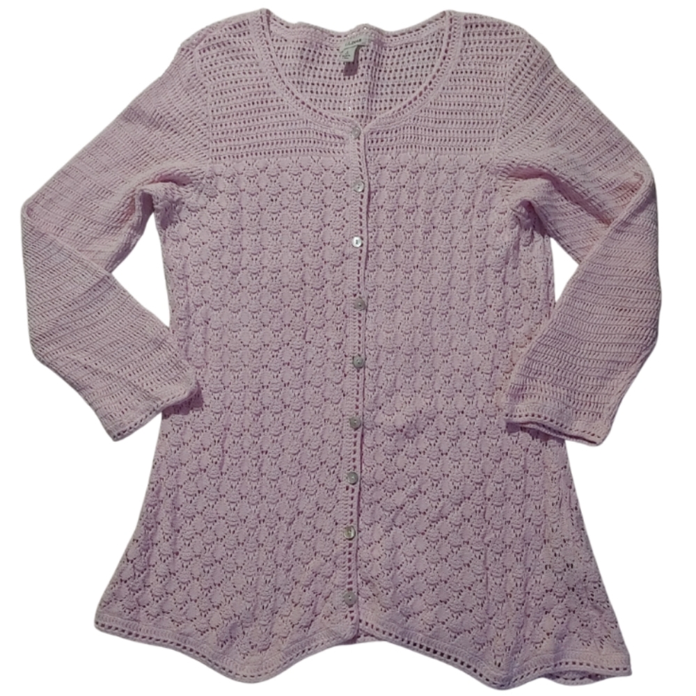 LL Bean | Linen & Cotton Knit Button Down Cardigan Size L